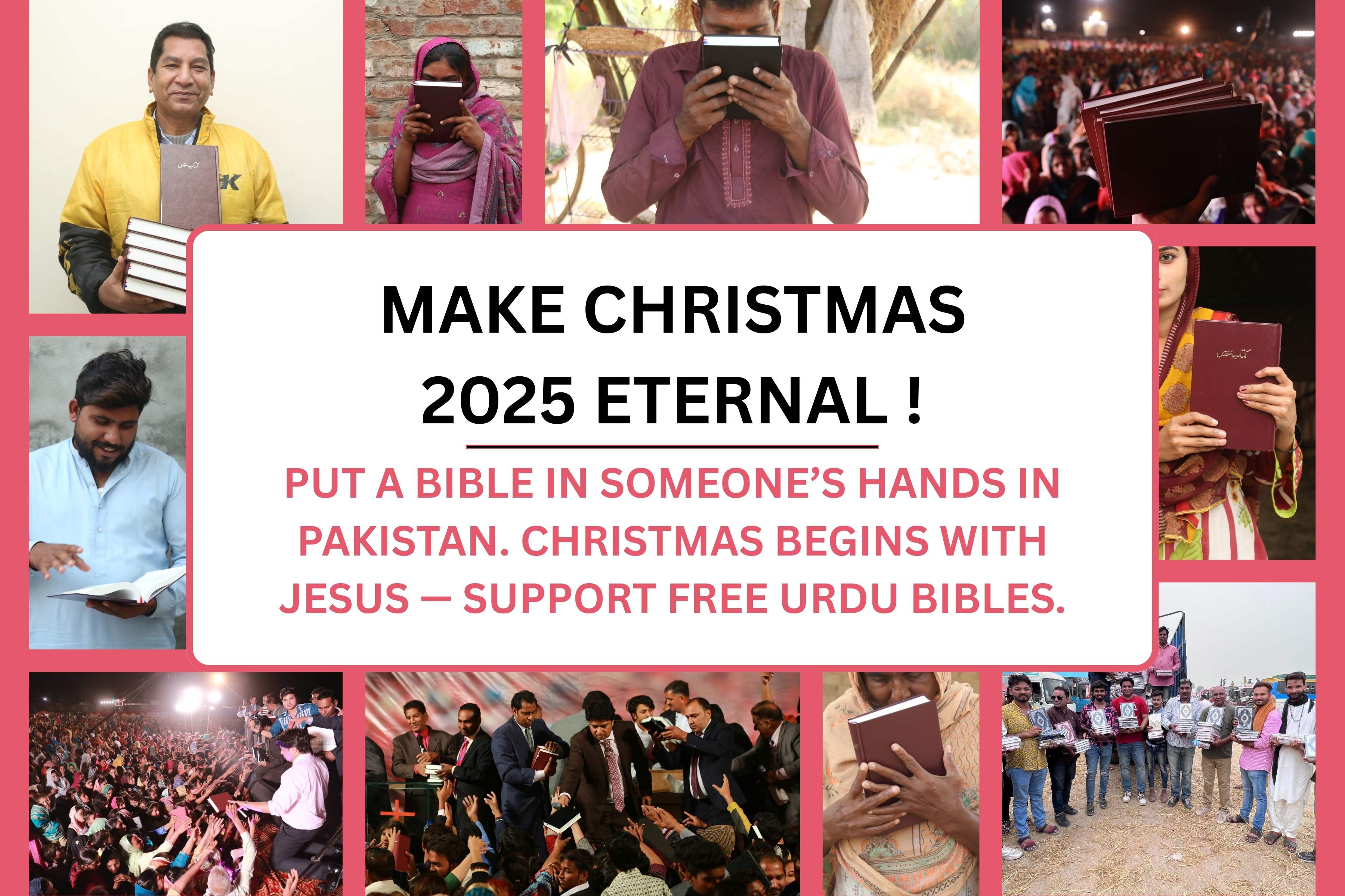 Make Christmas 2025 Eternal - Put a Bible in Someone’s Hands in Pakistan. Christmas Begins with JESUS — Support Free Urdu Bibles. Good Samaritan Ministries Pakistan